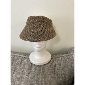 Skala Collezione Straw Visor Woven Paper Polyblend Two Tone Tan Black Pattern